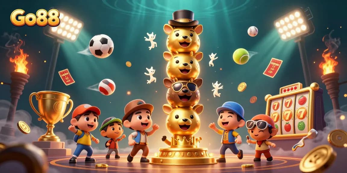 Engage with Go88's vibrant casino scene filled with dynamic sports elements and exciting 3D characters.