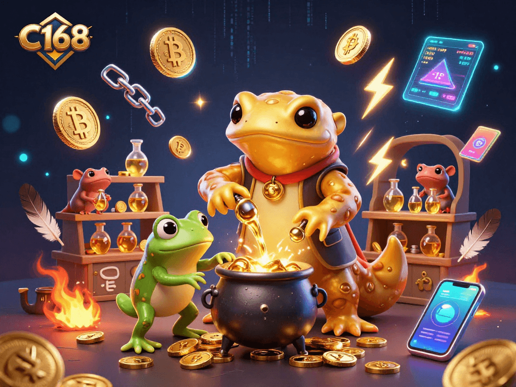 C168 shines through with a golden salamander alchemist casting coins in an exciting cockfighting scene.