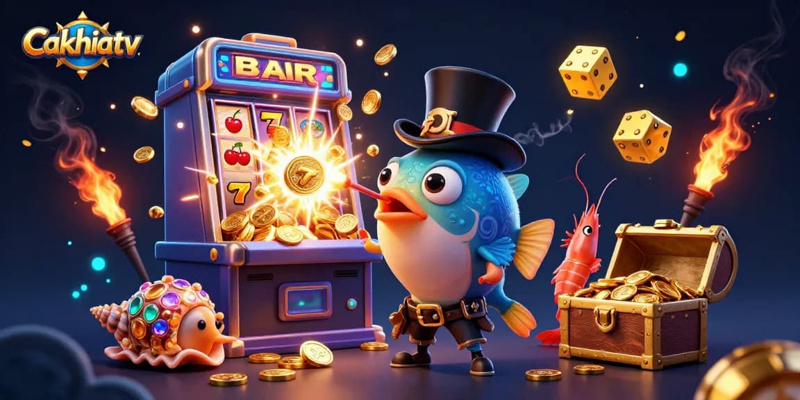 Cakhiatv offers players an exciting experience with a dynamic scene of joyful characters in a casino-themed setting.