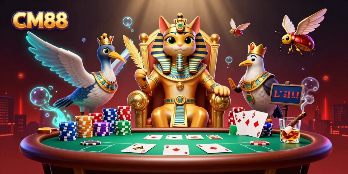 Experience thrilling gaming action with CM88's vibrant casino scene featuring poker excitement!