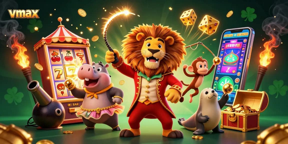 Experience the thrill of vmax slots with vibrant characters celebrating a jackpot.