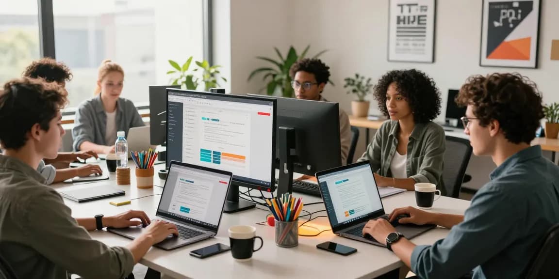Collaborative professionals using WPS Official Website in a modern home office environment, showcasing teamwork.