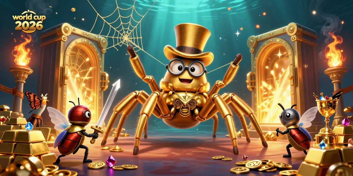 Experience the excitement of gambling at world cup 2026 with a dynamic casino scene featuring characters and treasures.