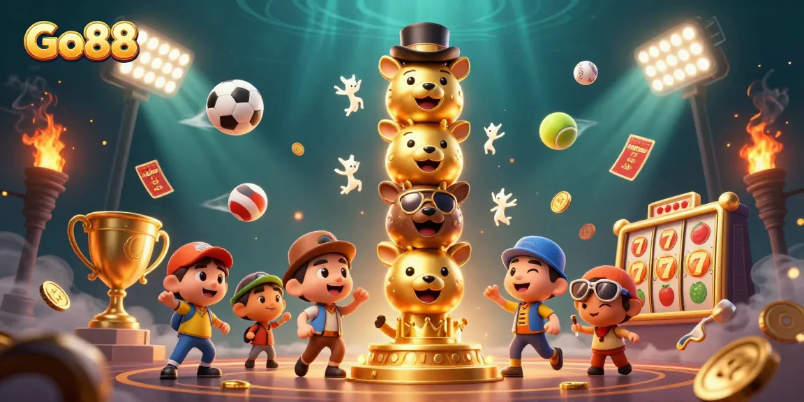 Engage with Go88's vibrant casino scene filled with dynamic sports elements and exciting 3D characters.