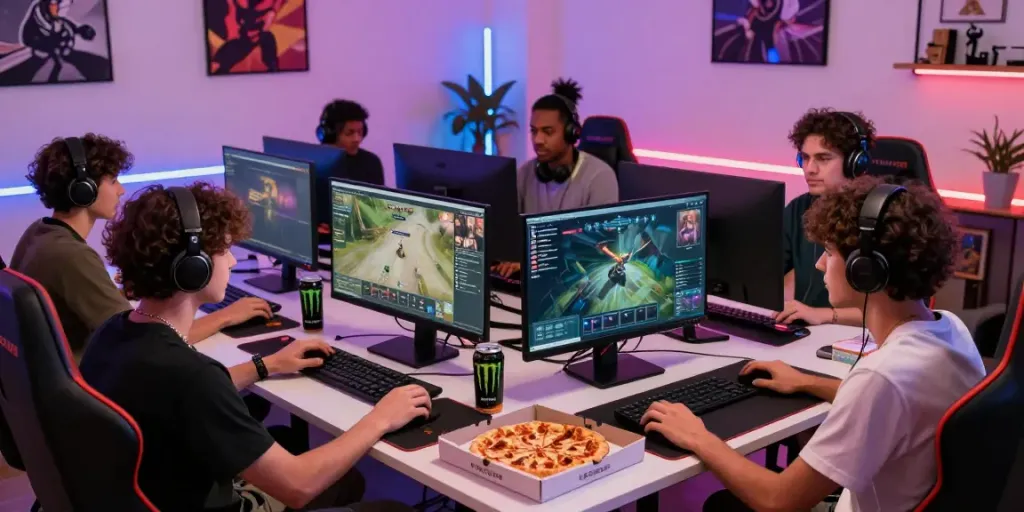 EE88 players enjoying an immersive gaming experience with dynamic displays and vibrant lighting.