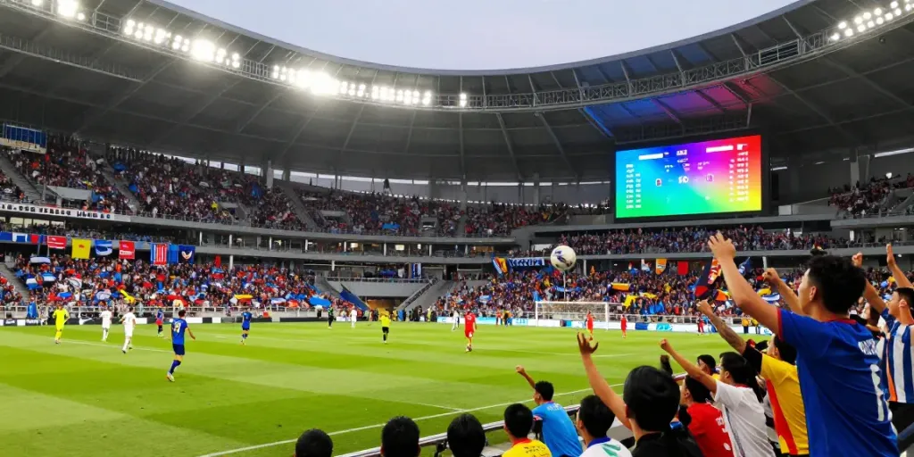 Exciting live soccer match showing fans cheering and players in action, emphasizing the experience on gavangtv.