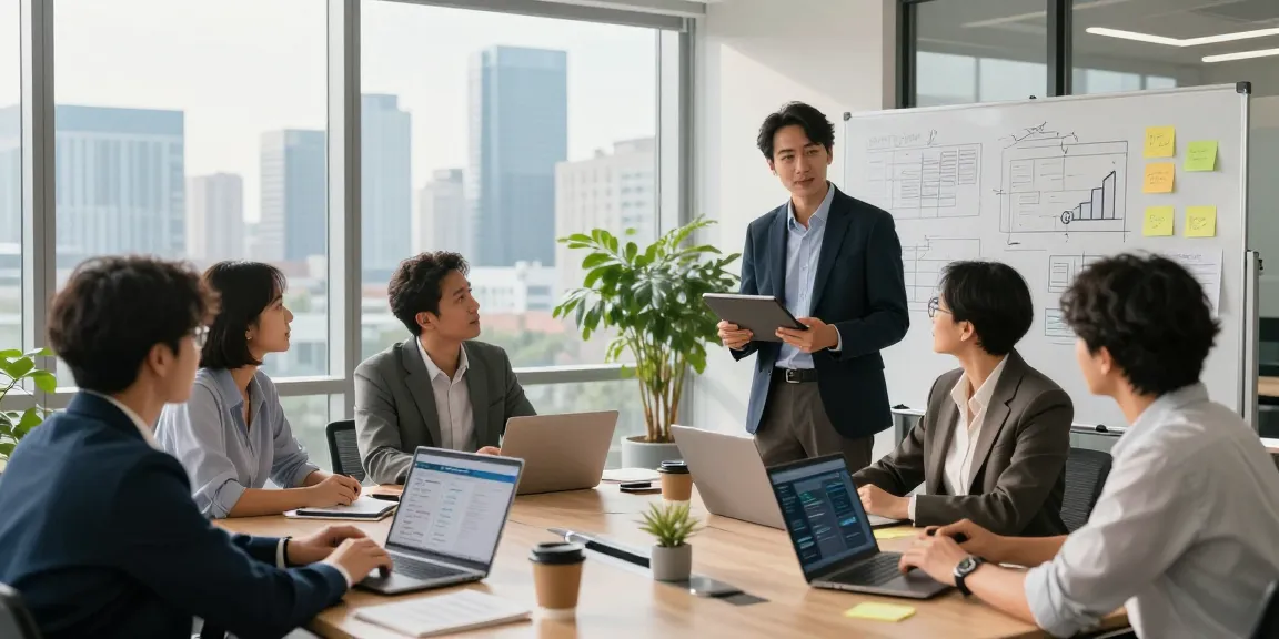 Collaborative conference room scene demonstrating effective AI for business strategies among diverse professionals.