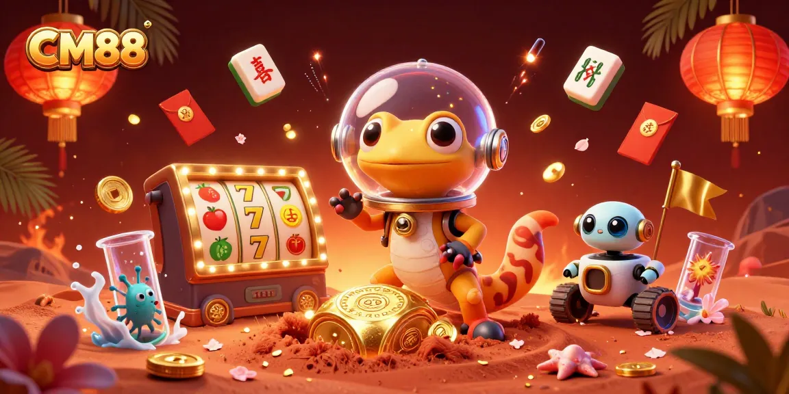 Experience the excitement of CM88's golden casino adventure in a vibrant 3D scene.