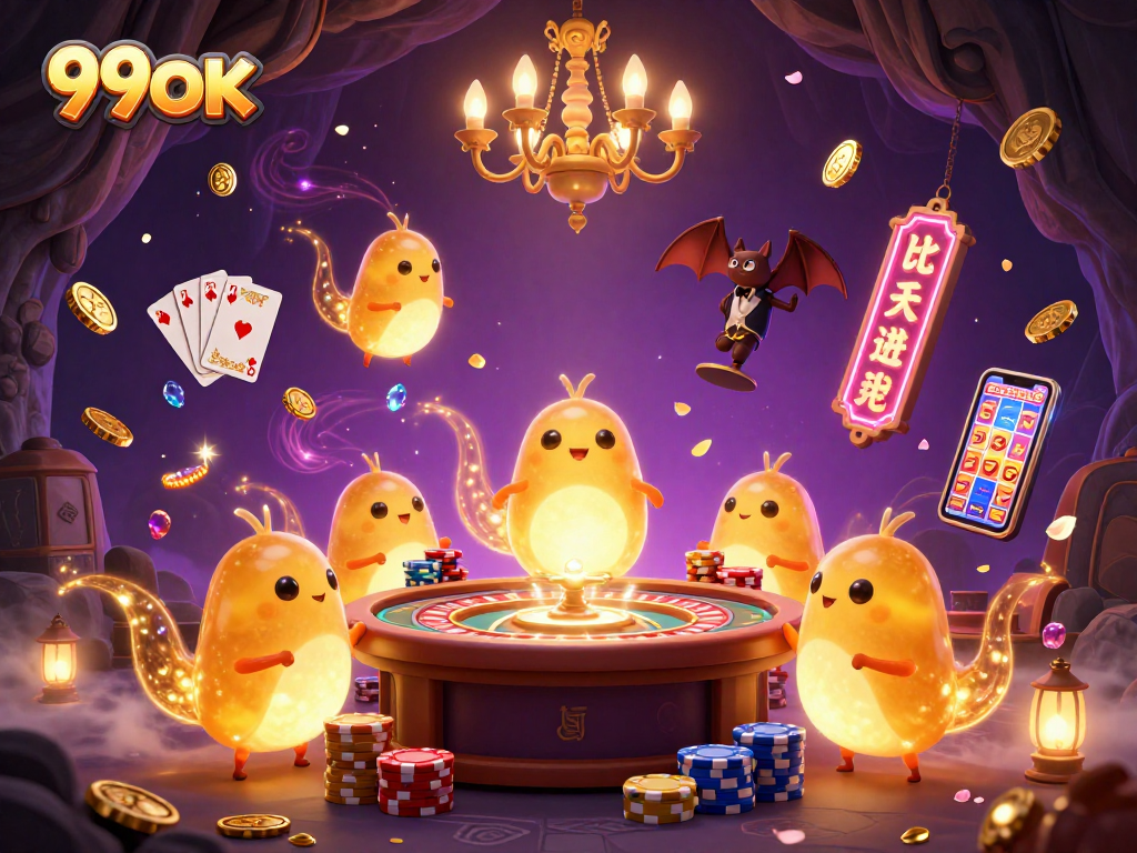 Experience thrilling gameplay at 99OK with glowing worms lighting the casino ambiance.