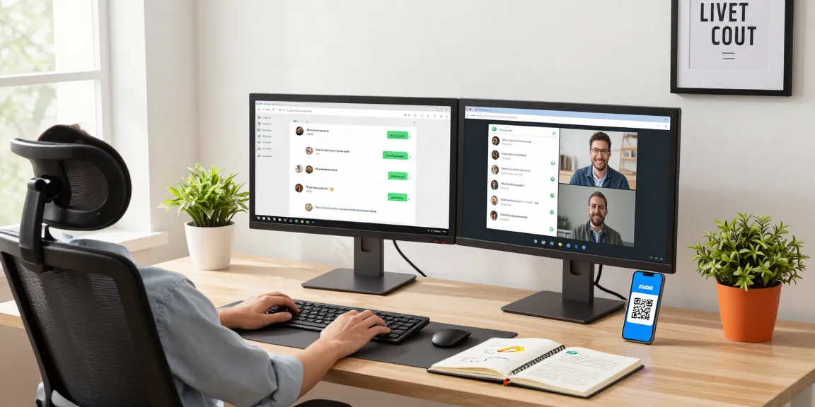 Engaging with WhatsApp電腦版 on a stylish desktop in a modern office.