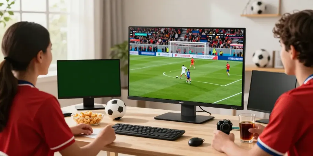 Exciting live viewing experience on xoilactv with friends enjoying football together.
