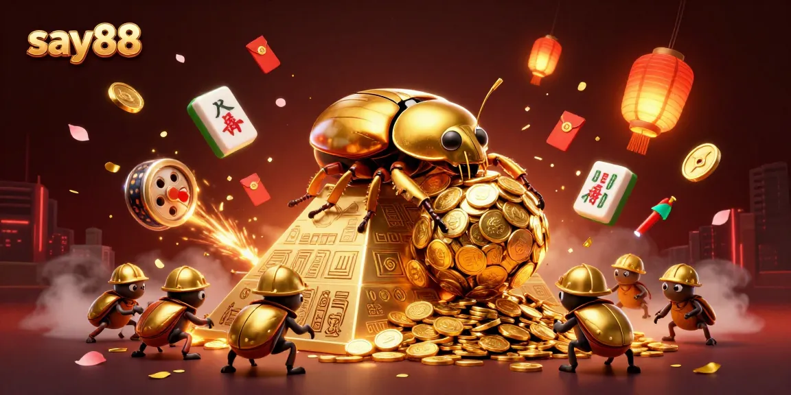 Say88 offers an exciting scene of gambling fun with golden coins, rich symbolism, and dynamic game elements.