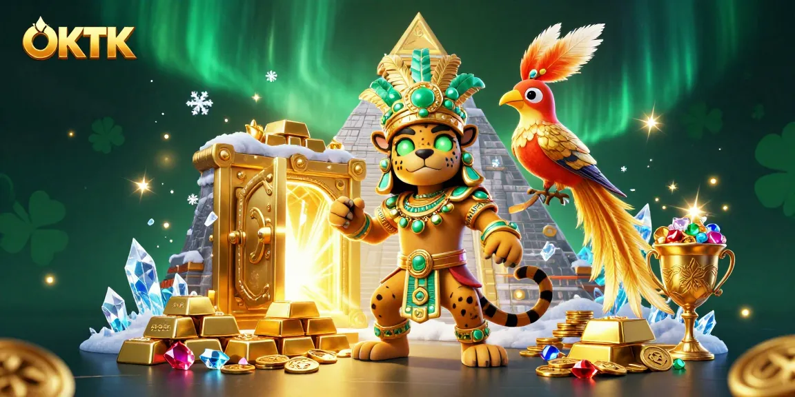Engage with the OKTK casino adventure sparked by the vibrant Mayan jaguar and treasure vault.