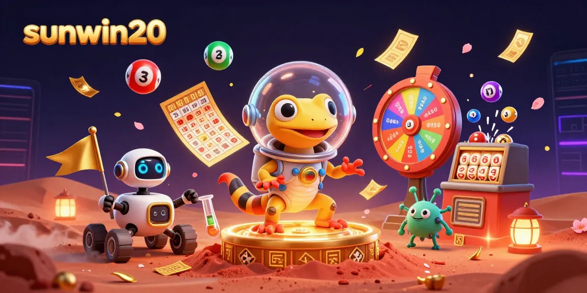 Engage with the sunwin20 universe, where a Martian gecko unveils a hidden casino treasure amid energetic game elements.