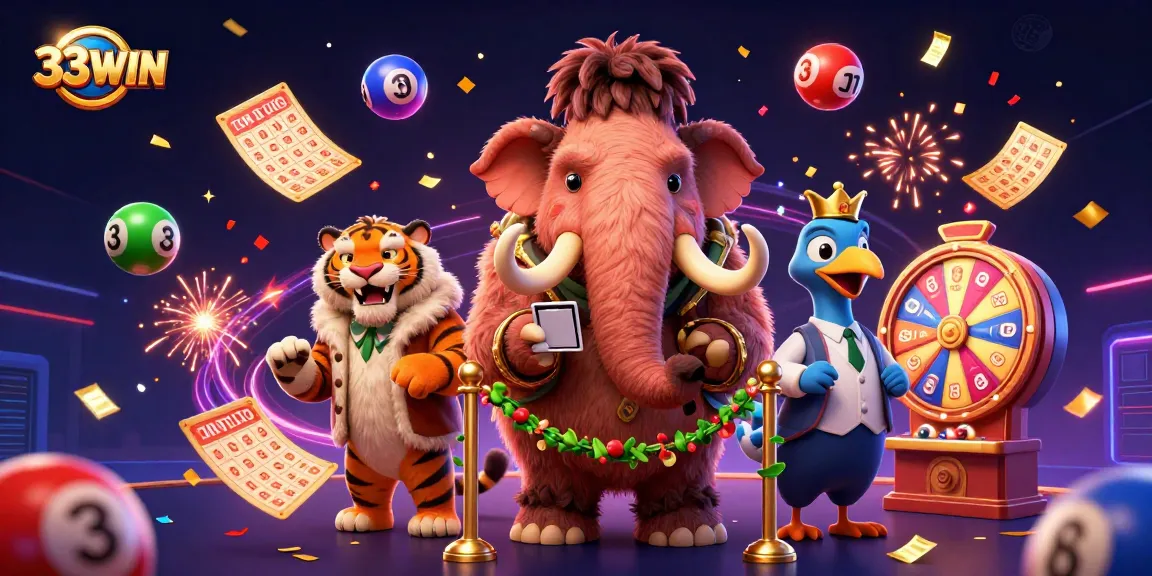 Experience the excitement of 33WIN with a mammoth bouncer checking IDs at a colorful casino.