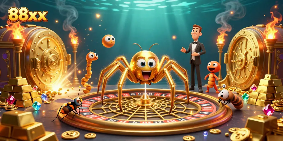 Experience thrilling bets at 88xx with a captivating golden roulette wheel scene.