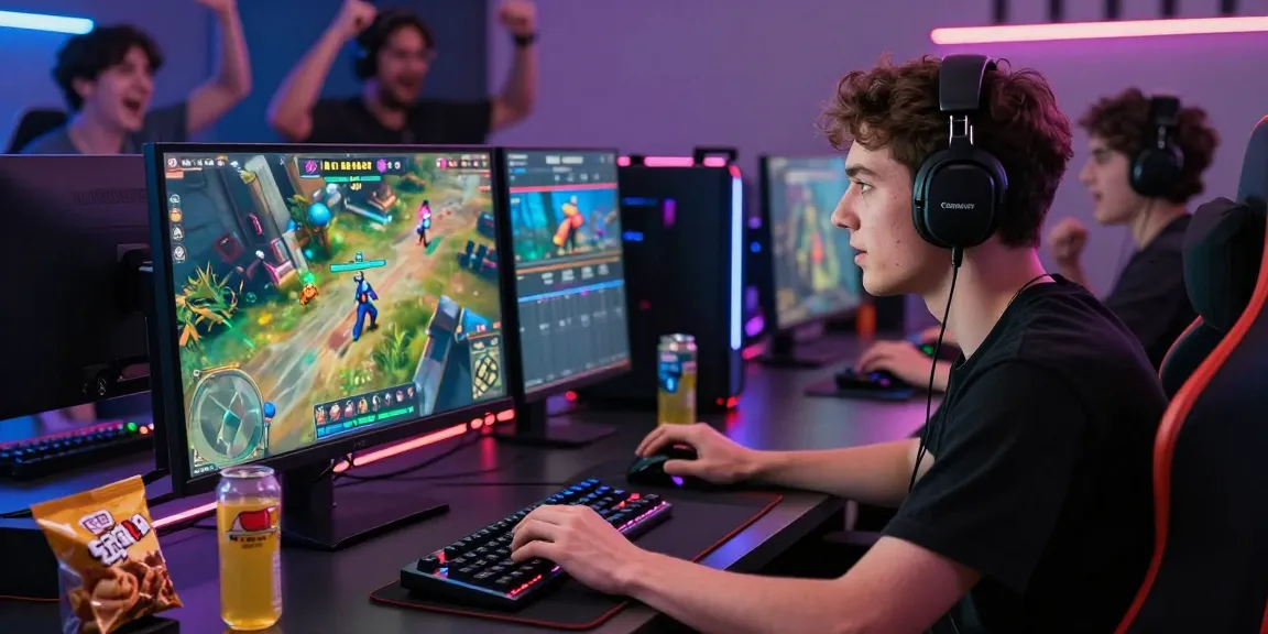 Pengalaman bermain rajaslot 20 dengan gamer muda di lingkungan modern yang ceria.
