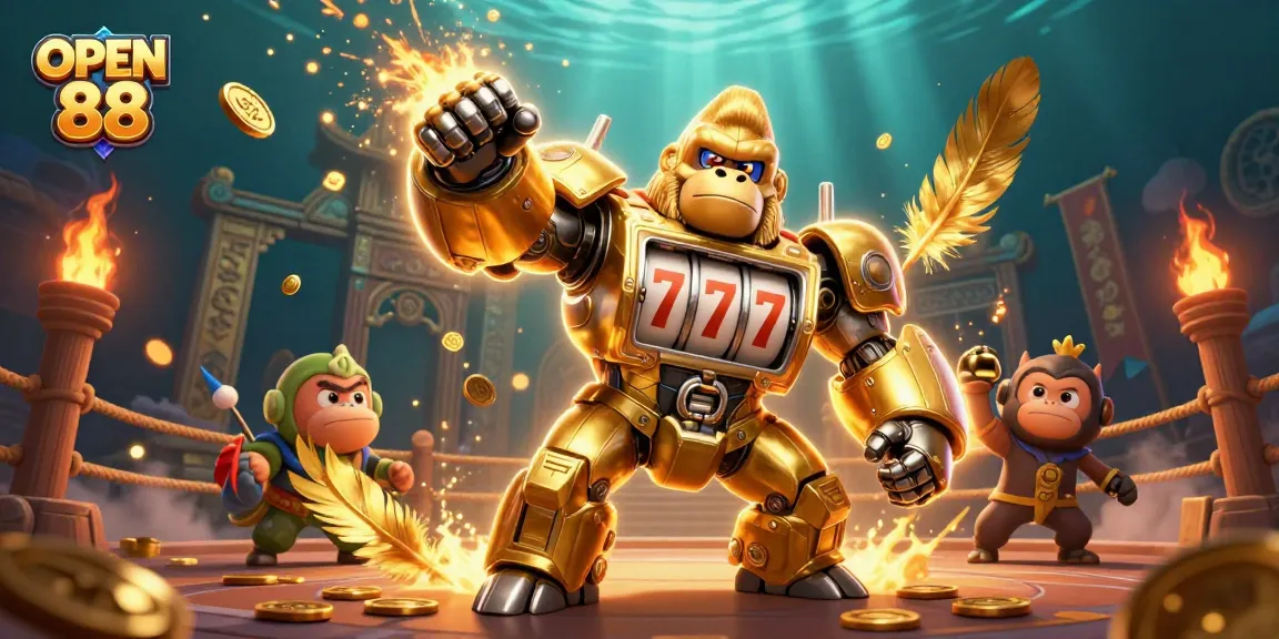 Experience thrilling gameplay with OPEN 88's dynamic casino showcase featuring vibrant characters and immersive elements.